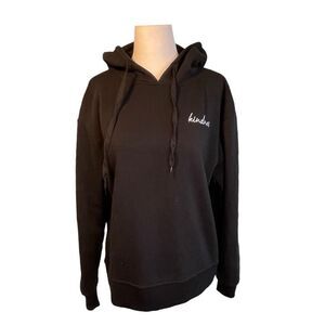Love Streak Embroidered Kindness Hoodie Sweatshirt Black Fleece Long Sleeve S
